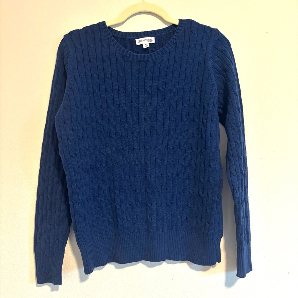 St. John’s Bay Blue Cable Knit Crewneck Sweater M/L